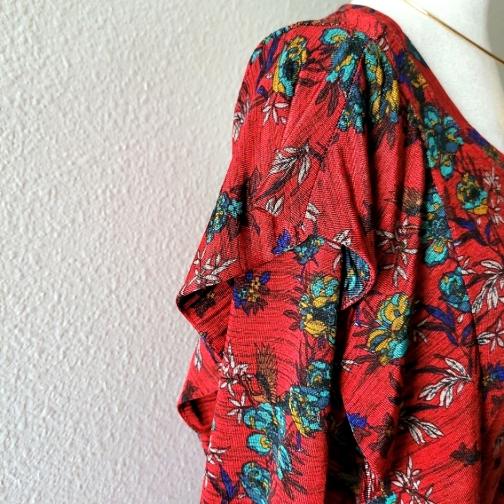 Free People Women's Dock Street Red Floral Combo Top - Picture 5 of 16